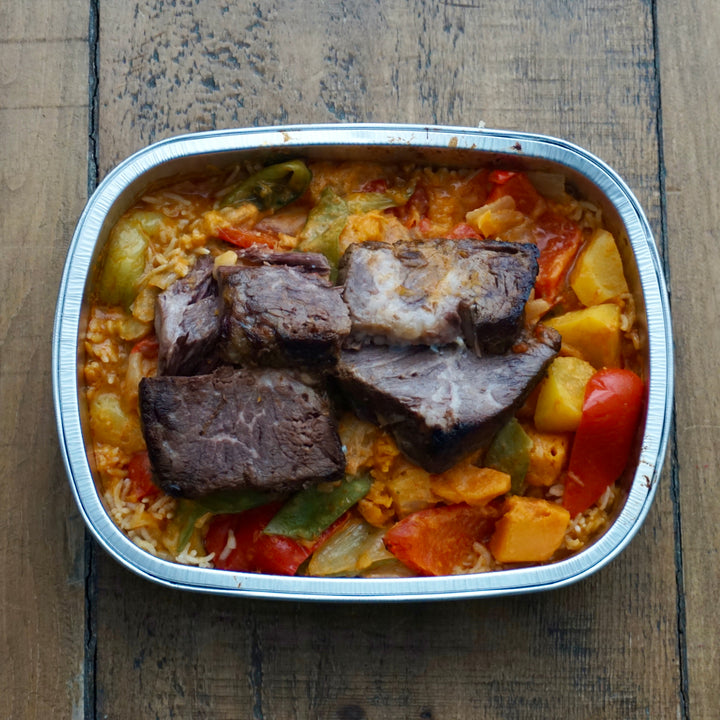 Braised Beef Short Rib with Thai Red Curry Sauce and Basmati Rice: Serves 2-4