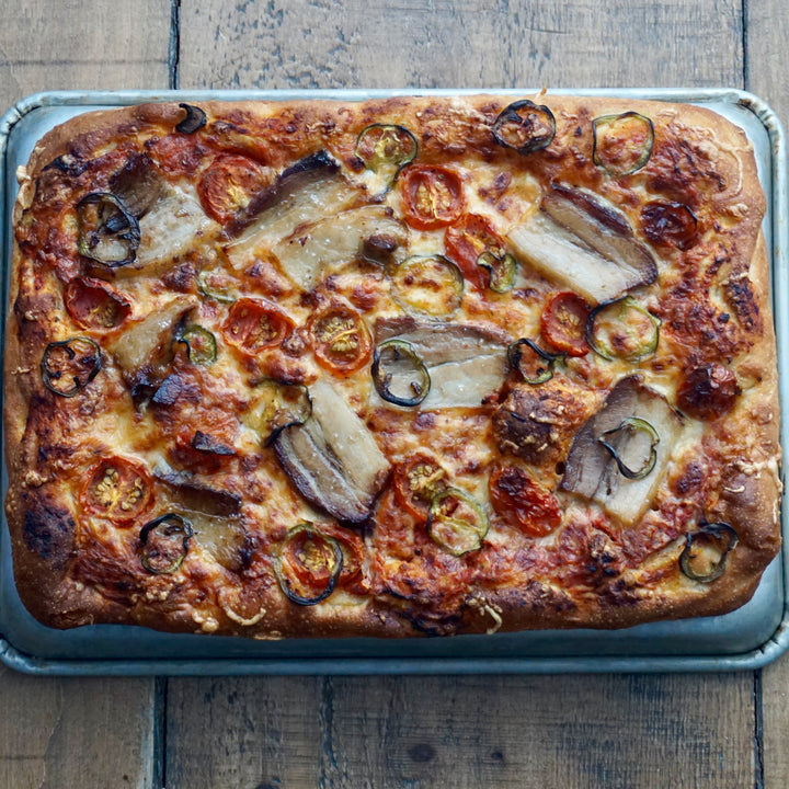 Roasted Pork Belly & Jalapeno Sheet Tray Pizza - Serves 2-4