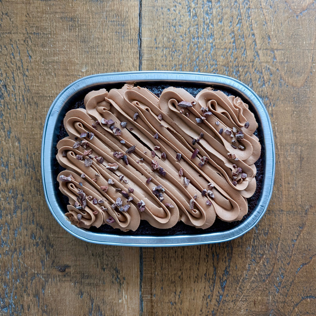 Chocolate Cake w/ Buttercream Icing & Raw Cocoa Nibs: Serves 2-4