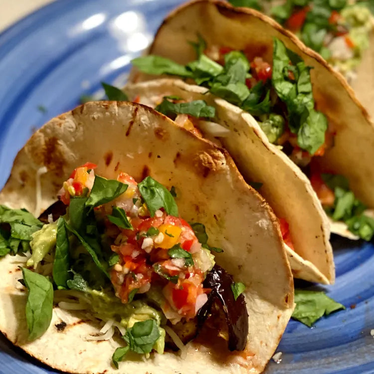 July 31: Mexican Adobo-Marinated Eggplant Tacos (Vegetarian)